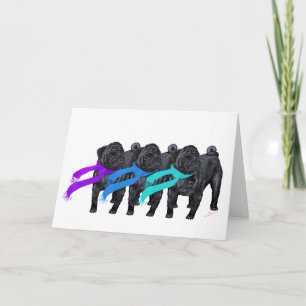 Tarjeta Pugs Negros con Bufandas