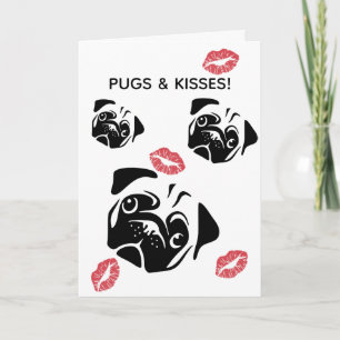 Tarjeta Pugs y Besos Cumpleaños/Felicitación