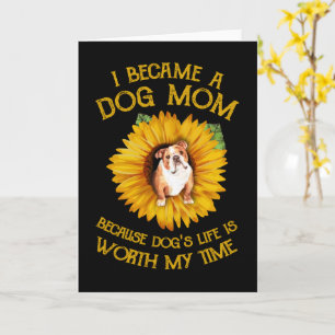 Tarjeta Pulldog dentro de girasol una mamá de perro regalo
