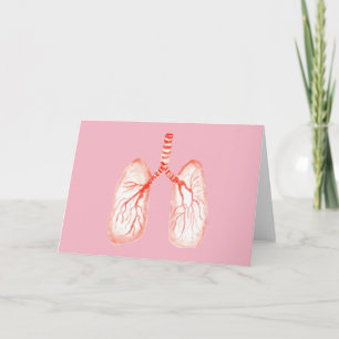 Tarjeta Pulmones humanos en acuarela