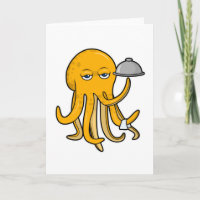 Pulpo como camarero con toalla de servir