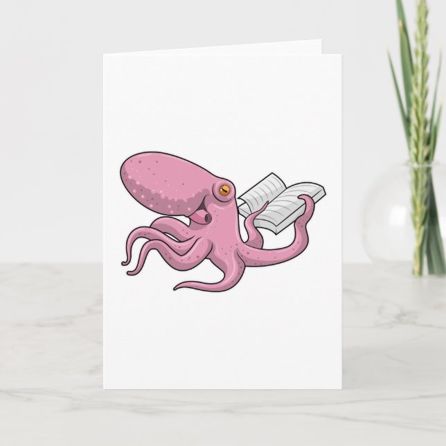 Tarjeta Pulpo como friki con libro (Anverso)