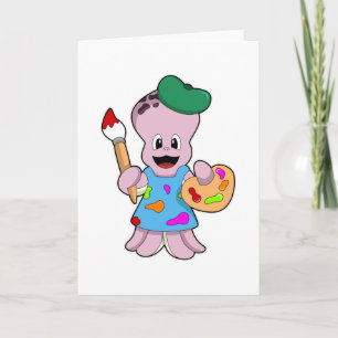 Tarjeta Pulpo como pintor con pincel