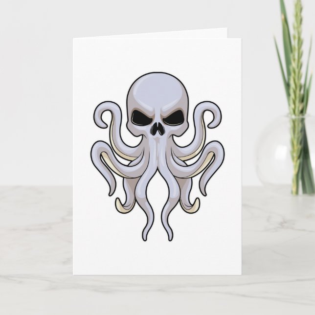 Tarjeta Pulpo con 8 Brazos y Calavera (Anverso)