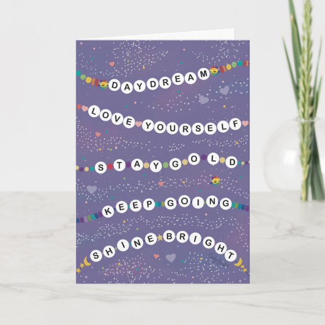 Tarjeta Pulseras de Amistad Cumpleaños Ánimo (Anverso)