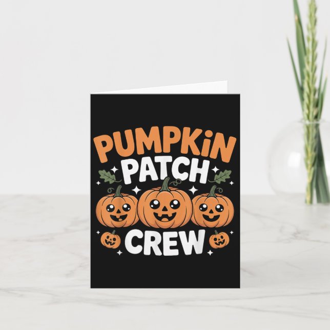 Tarjeta Pumpkin Patch Crew Matching Family Fall Autumn  (Anverso)