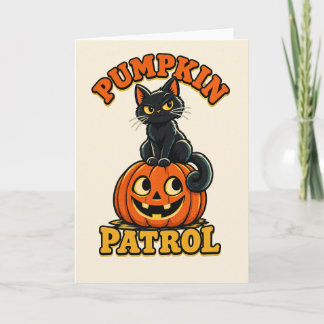 Tarjeta Pumpkin Patrol – Gato Negro Lindo de Halloween