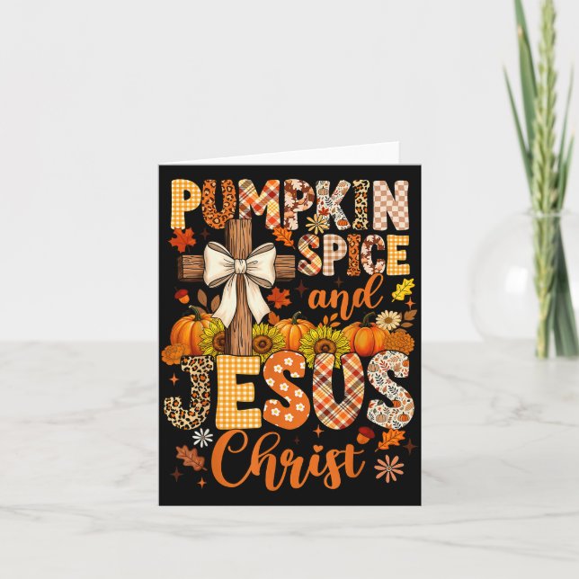 Tarjeta Pumpkin Sce And Jesus Christ Funny Fall Christian  (Anverso)