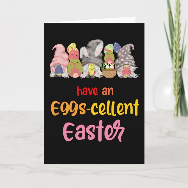 Tarjeta Pun De Conejo De Pascua Gracioso De Pascua Con Hue (Anverso)