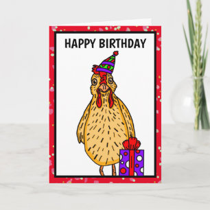 Tarjeta Pun de pollo en cumpleaños feliz