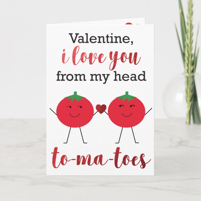 Tarjeta Pun del Día de San Valentín Te Amo Tomates (Anverso)