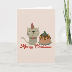 Tarjeta Pun del gato de Navidad: Meowy Navidad