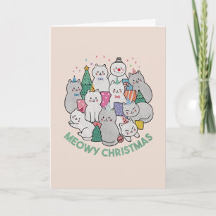 Tarjeta Pun del gato de Navidad: Meowy Navidad