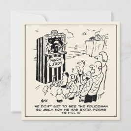 Tarjeta Punch & Judy Show en la playa Dibujo animado