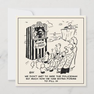 Tarjeta Punch & Judy Show en la playa Dibujo animado