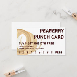 Tarjeta Punchcard para bebidas con manchas de café