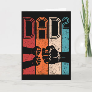 Tarjeta Puñetazo Papá Al Cuadrado Retro Padre De Dos Hijos