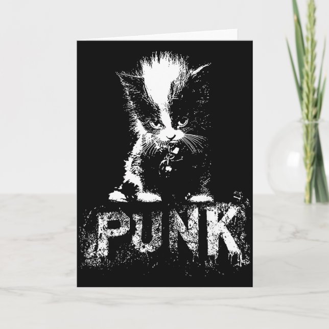 Tarjeta Punk Kitten Cat With Mohawk Nge Gothic Design  (Anverso)