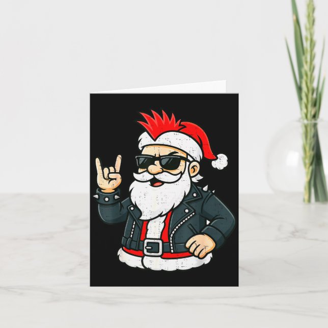Tarjeta Punk Rock Santa Claus Emo Christmas Rocker Pajamas (Anverso)