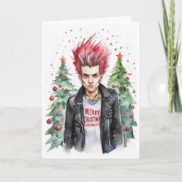 Tarjeta punk rocker christmas card