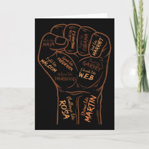 Tarjeta Puño Poderoso Mano Inspirando Líderes Negros Histo