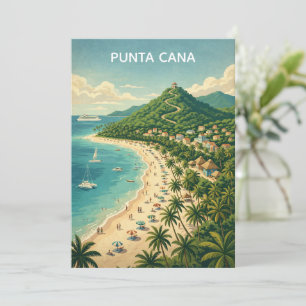 Tarjeta Punta Cana República Dominicana Tropical Vintage