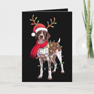 Tarjeta Puntero Alemán de Pelo Corto Perro Navidad Cuerno