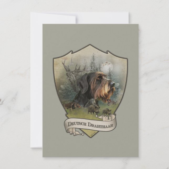 Tarjeta Puntero cableado alemán, caza de jabalíes (Anverso)