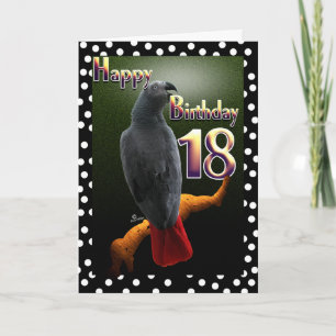 Tarjeta Punto 18 de nacimiento del ave gris loro africana