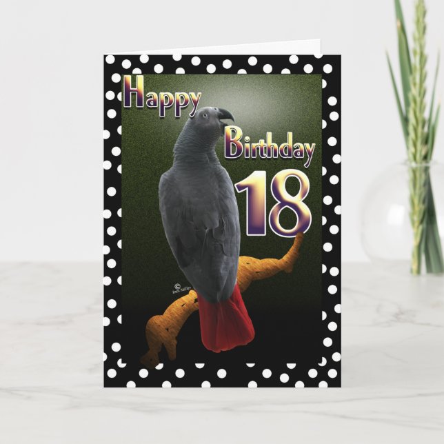 Tarjeta Punto 18 de nacimiento del ave gris loro africana (Anverso)