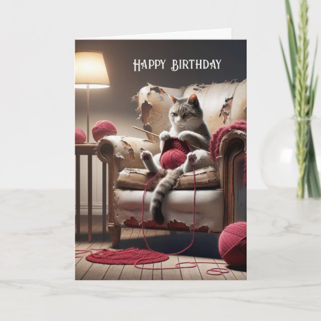 Tarjeta Punto De Gato De Cumpleaños En El Viejo Presidente (Anverso)