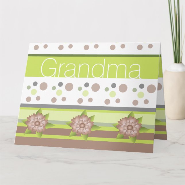 Tarjeta Punto Floral Moderno Y Polka (Anverso)