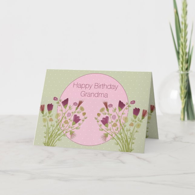 Tarjeta Punto Floral Y Polka (Anverso)