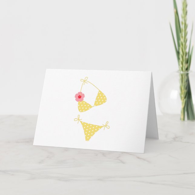 Tarjeta Punto polka amarillo bikini (Anverso)