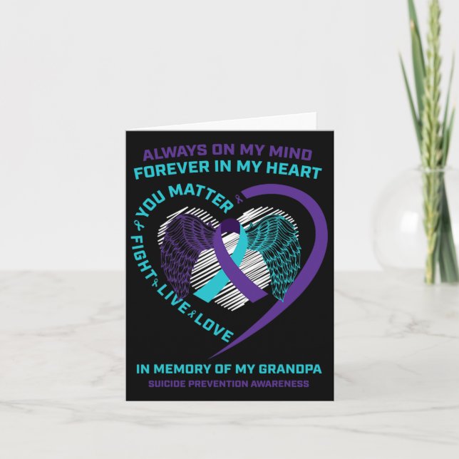 Tarjeta Punto y coma en memoria de la prevención del suici (Anverso)