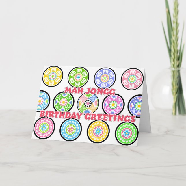 Tarjeta Puntos de cumpleaños de Mah Jongg (Anverso)