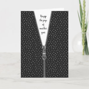 Tarjeta Puntos de Polka Blanco con cremallera por cumpleañ