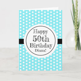 Tarjeta Puntos De Polka De 50 Años Azul Y Blanco