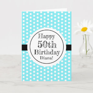 Tarjeta Puntos De Polka De 50 Años Azul Y Blanco