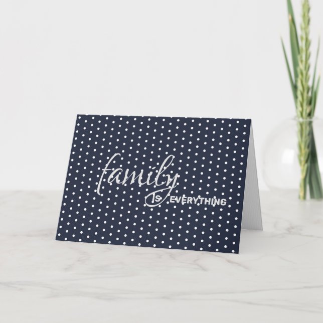 Tarjeta puntos de polka de cumpleaños de familia (Anverso)