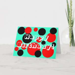 Tarjeta Puntos rojos y negros - ¡Feliz cumpleaños!