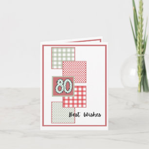 Tarjeta Puntos rojos y sabios y Gingham - Cumpleaños 80