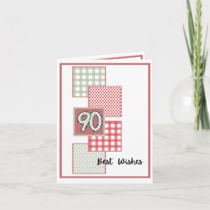 Tarjeta Puntos rojos y sabios y Gingham - Cumpleaños 90
