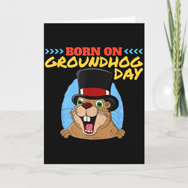 Tarjeta Punxsy Phils Cute Groundhog Day February 2nd Birth (Anverso)