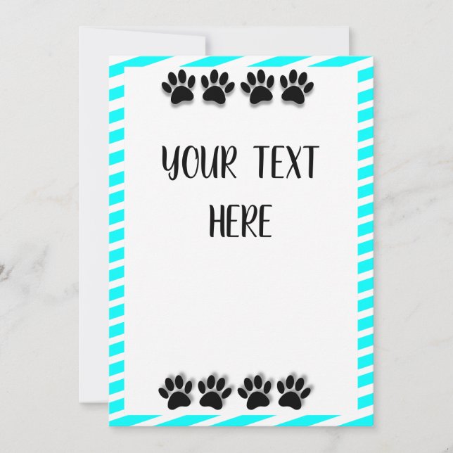 Tarjeta Puppy Paw Impresiones Con Texto Personalizado (Anverso)