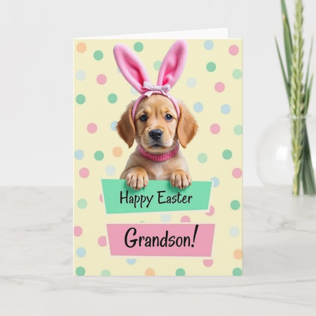 Tarjeta Puppy Polka Dot Celebration Card (Anverso)