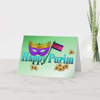 Tarjeta Purim feliz con la máscara, Gragger, y
