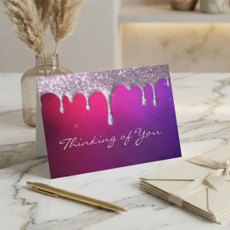 Tarjeta purple and pink glitter drip Sympathy Card