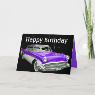 Tarjeta Purple Classic Musle Car Birday Bash