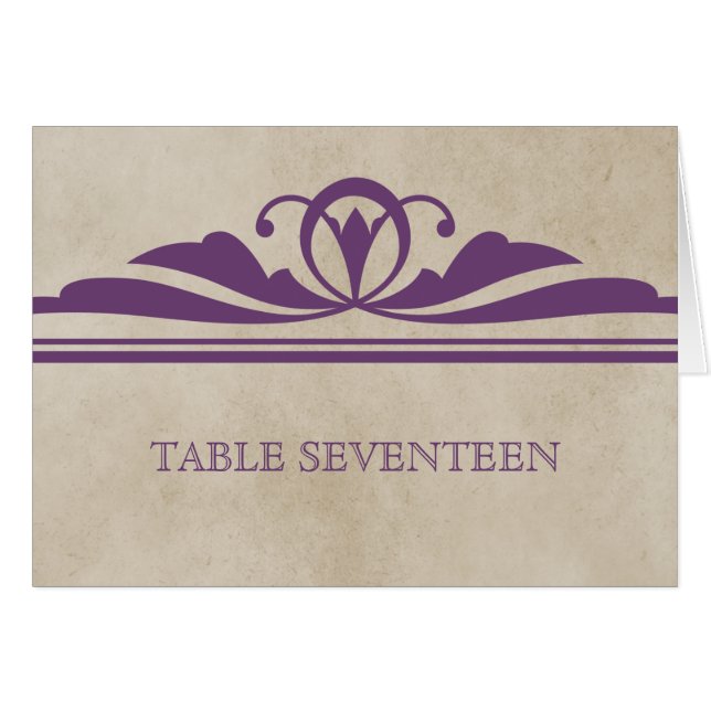 Tarjeta Purple Elego Deco Table Number (Anverso (Horizontal))